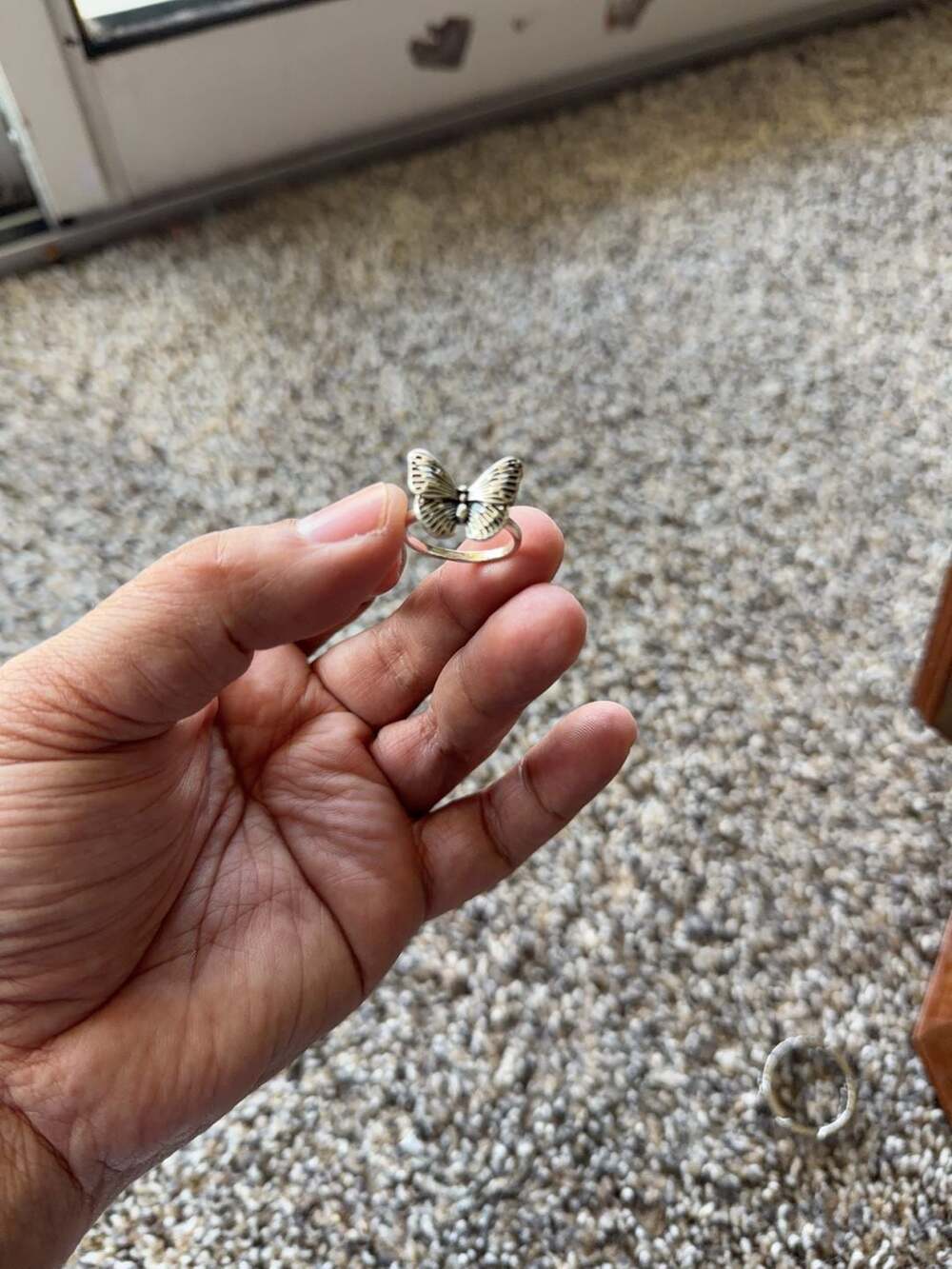 Silver Tone Butterfly Statement Ring Size 7